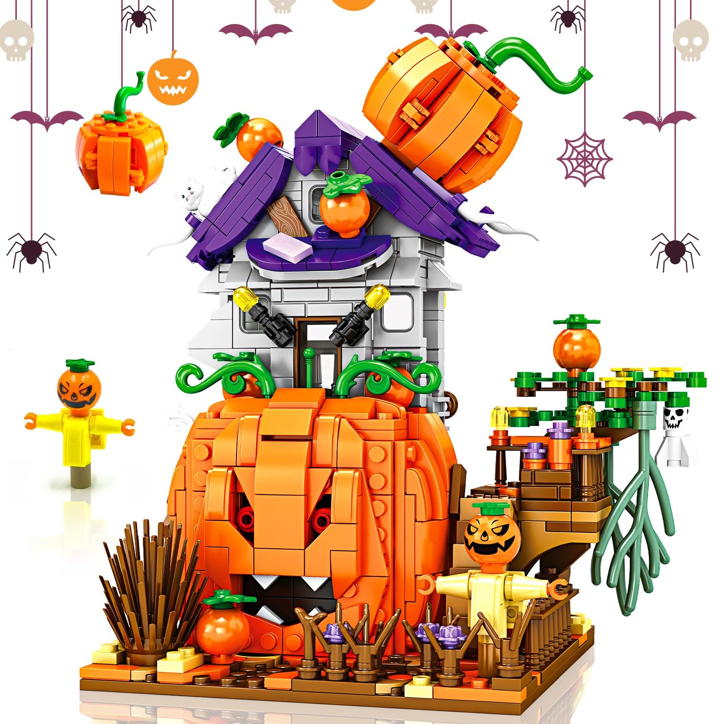 Halloween Decorative Cabin Building Block Model – ABS Creative Home Decor Toy, Spooky Block Set Gift for Kids and Families