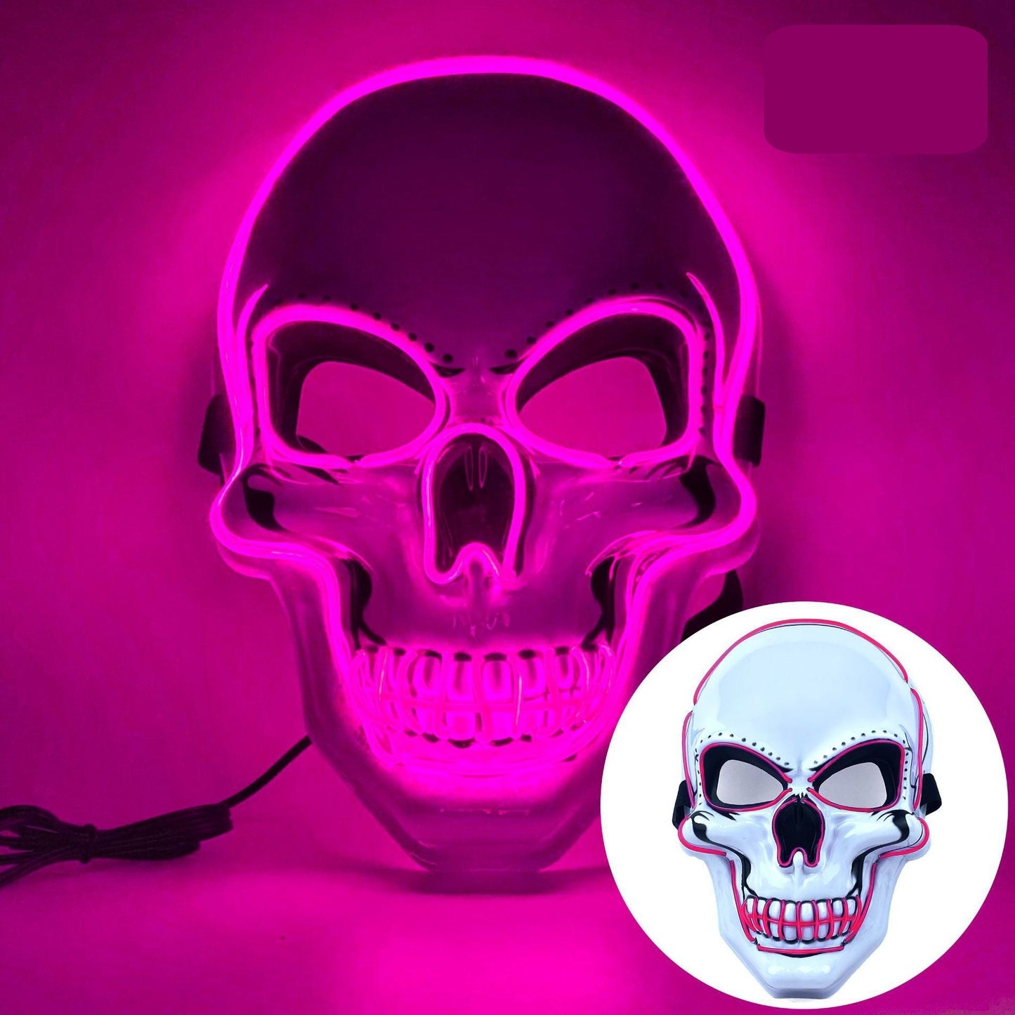 Halloween LED Skull Mask – Glowing Cold Light Horror Mask with LED Illumination for Masquerade, Cosplay, Haunted House, and Party Decor