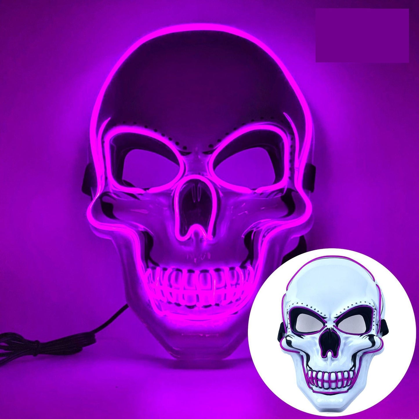 Halloween LED Skull Mask – Glowing Cold Light Horror Mask with LED Illumination for Masquerade, Cosplay, Haunted House, and Party Decor