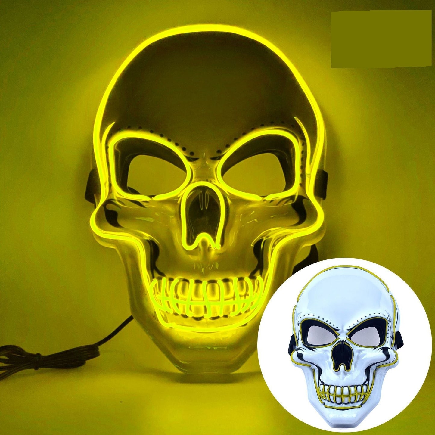 Halloween LED Skull Mask – Glowing Cold Light Horror Mask with LED Illumination for Masquerade, Cosplay, Haunted House, and Party Decor