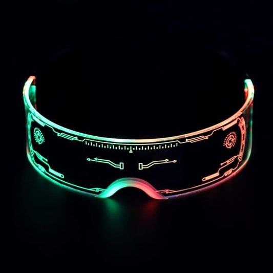 LED Light-Up Visor Glasses – Cool Cyberpunk Glow Eyewear for Festivals, Clubs, Halloween, and Futuristic Party Fun