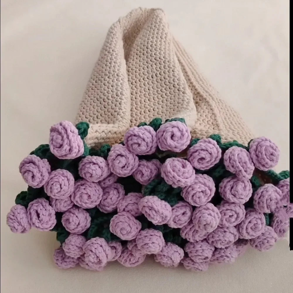 Romantic Crochet Rose Blanket Bouquet – Unique 60cm Handmade Floral Gift for Girlfriend, Anniversary, or Valentine’s Day Surprise