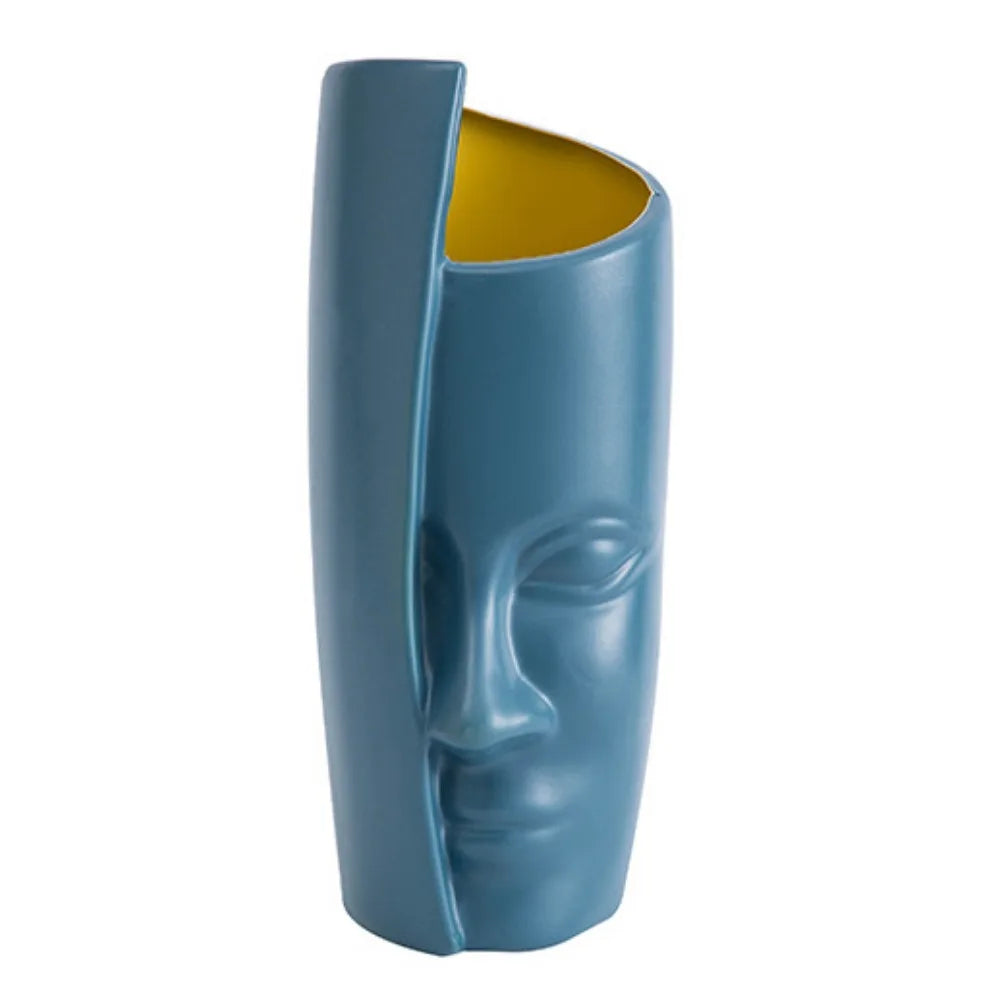 Abstract Face Nordic Plastic Flower Vase – Shatterproof Modern Pot for Bold Floral Displays & Artistic Home Styling