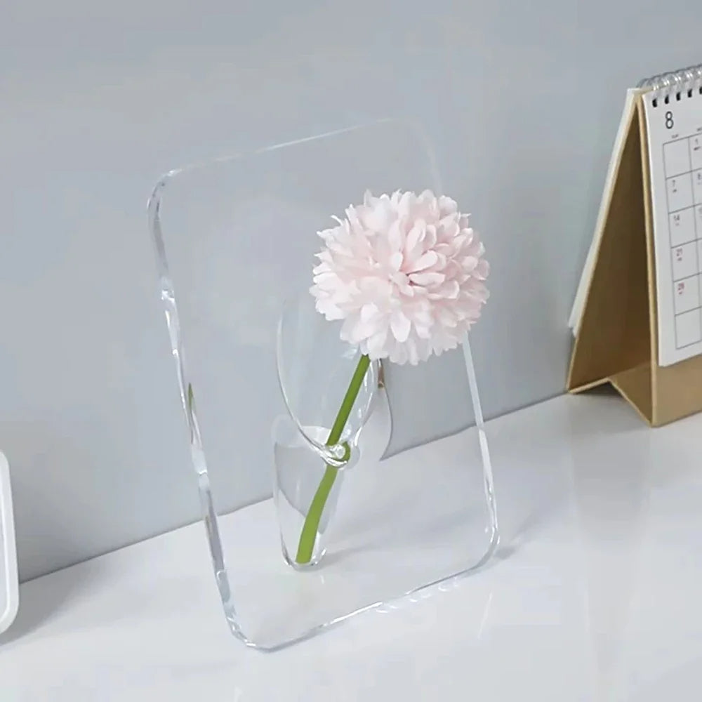 Acrylic Photo Frame Flower Vase – Transparent 20×15cm Hydroponic Decor Piece for Artistic Displays & Home Arrangements