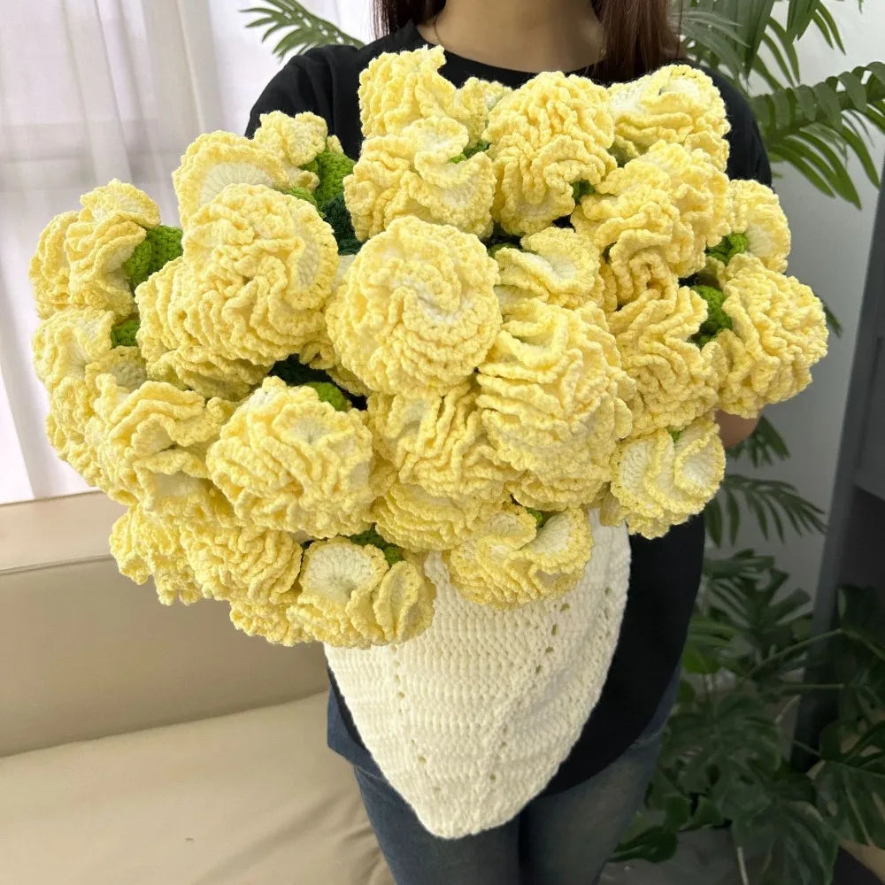 Romantic Crochet Rose Blanket Bouquet – Unique 60cm Handmade Floral Gift for Girlfriend, Anniversary, or Valentine’s Day Surprise