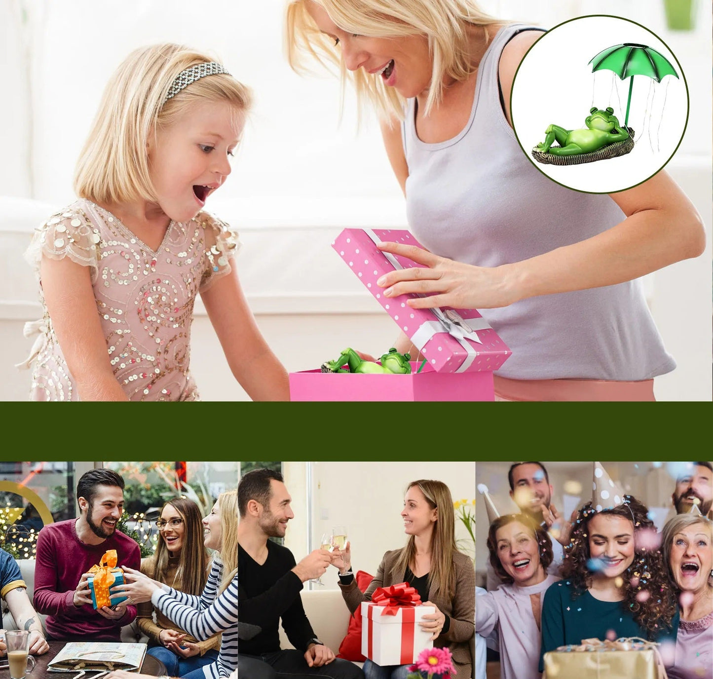 Solar LED Frog Garden Statue – Cute Waterproof Resin Sculpture with Umbrella for Outdoor Yard, Lawn, and Patio Décor