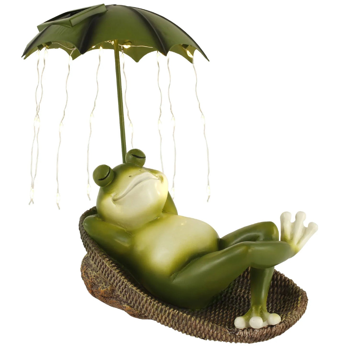 Solar LED Frog Garden Statue – Cute Waterproof Resin Sculpture with Umbrella for Outdoor Yard, Lawn, and Patio Décor