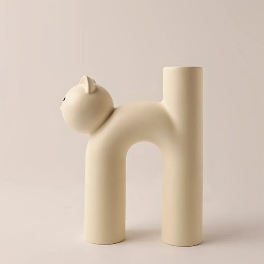Cute Cat Vase – Cat-Head H-Shape Tube Vase for Hydroponic Flower Arrangement, Charming Home Décor & Desk Accessory for Cat Lovers