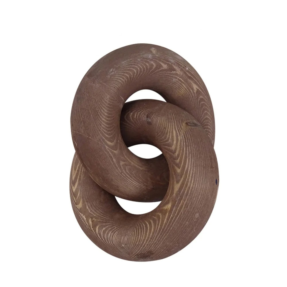 Wood Chain Farmhouse Décor – Natural Boho Knot Sculpture for Coffee Tables, Desks & Mantels – Stylish Rustic Home Ornament Accent