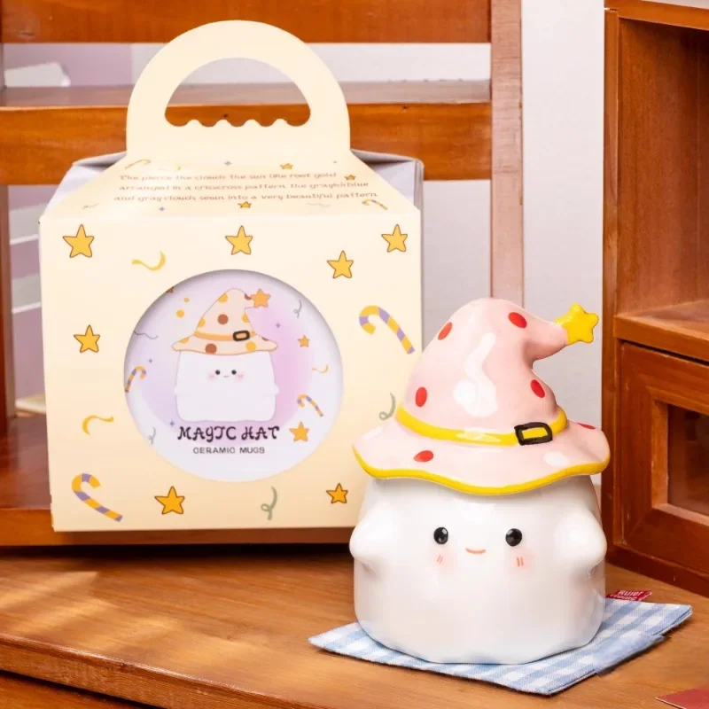 Funny Ghost Ceramic Mug – Spooky Coffee Cup with Lid for Halloween & Tea Time