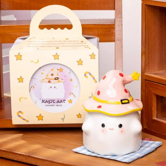 Funny Ghost Ceramic Mug – Spooky Coffee Cup with Lid for Halloween & Tea Time