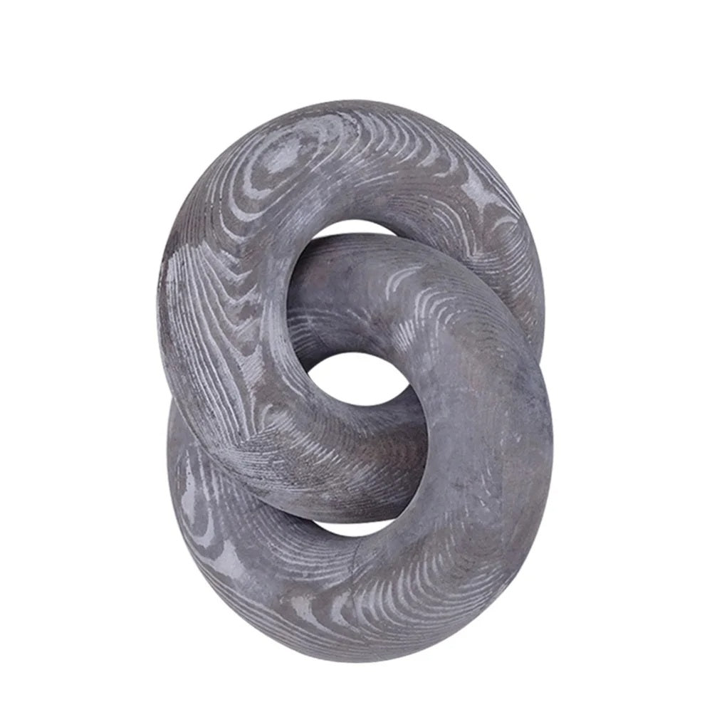 Wood Chain Farmhouse Décor – Natural Boho Knot Sculpture for Coffee Tables, Desks & Mantels – Stylish Rustic Home Ornament Accent