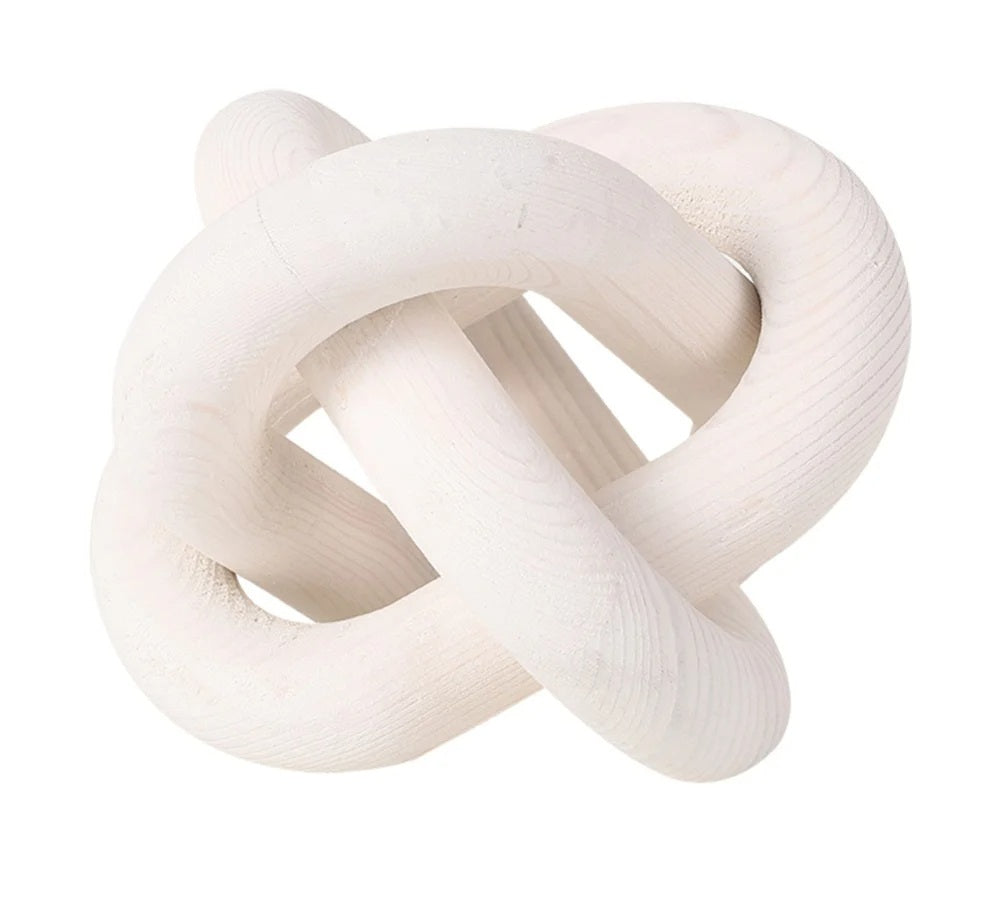 Wood Chain Farmhouse Décor – Natural Boho Knot Sculpture for Coffee Tables, Desks & Mantels – Stylish Rustic Home Ornament Accent