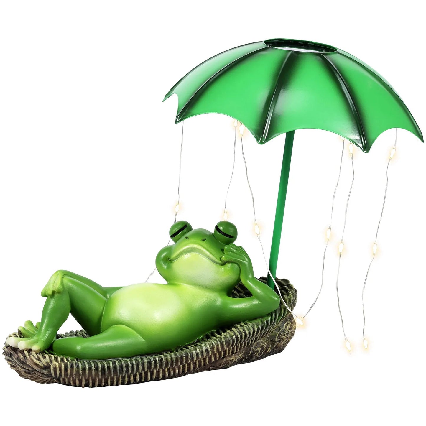 Solar LED Frog Garden Statue – Cute Waterproof Resin Sculpture with Umbrella for Outdoor Yard, Lawn, and Patio Décor