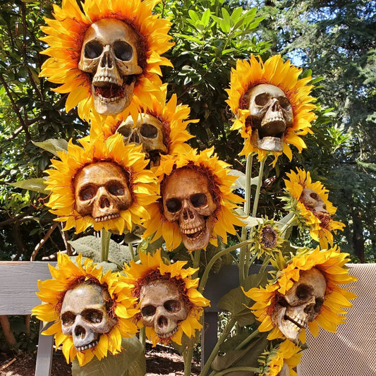 Halloween Decor Skull Sunflower - Outdoor Sunflower Decorative Stake - Gear Elevation