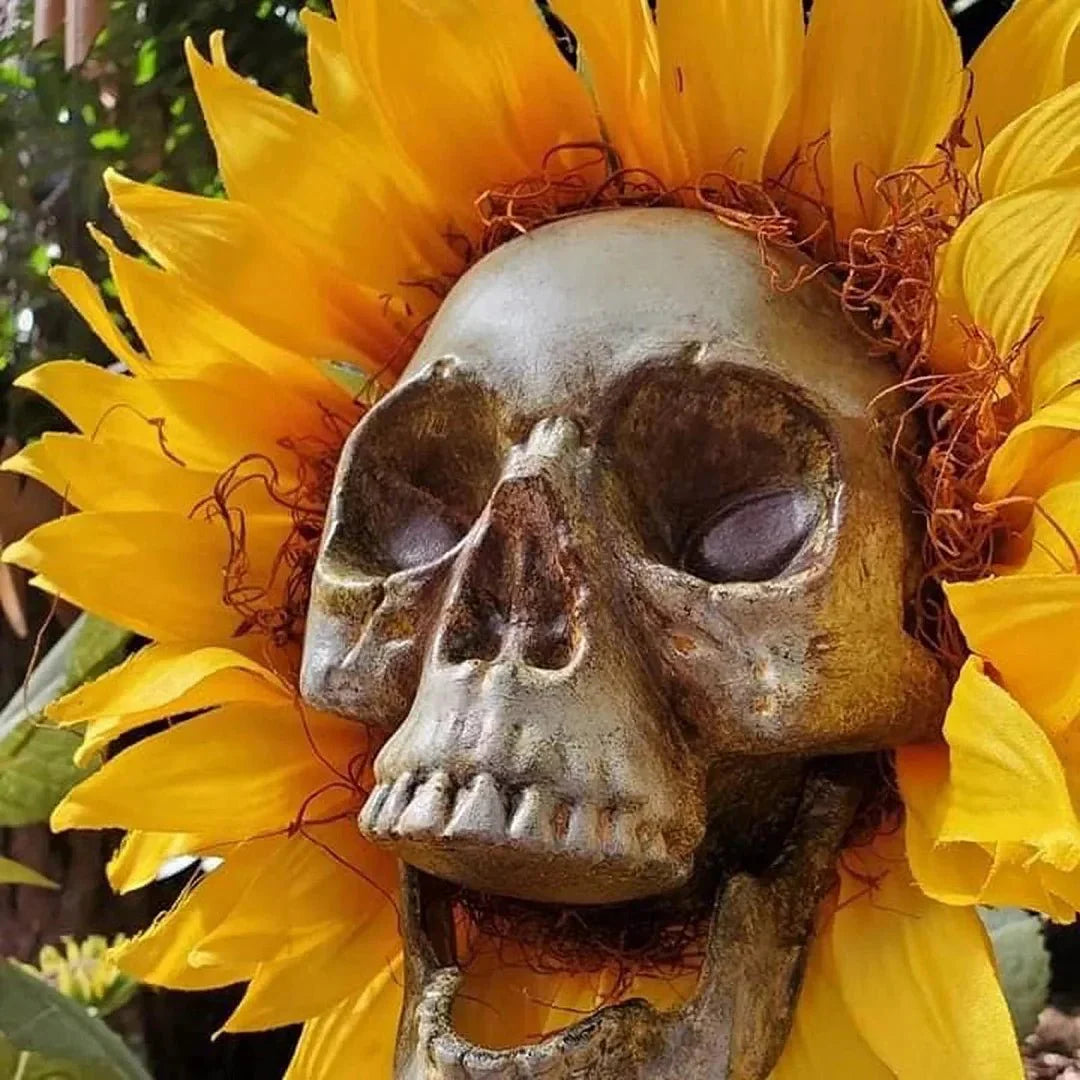 Halloween Decor Skull Sunflower - Outdoor Sunflower Decorative Stake - Gear Elevation