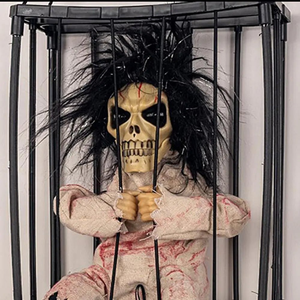 Halloween Decoration Prisoner Ghost In Cage - Hangable Talking Ghost - Gear Elevation