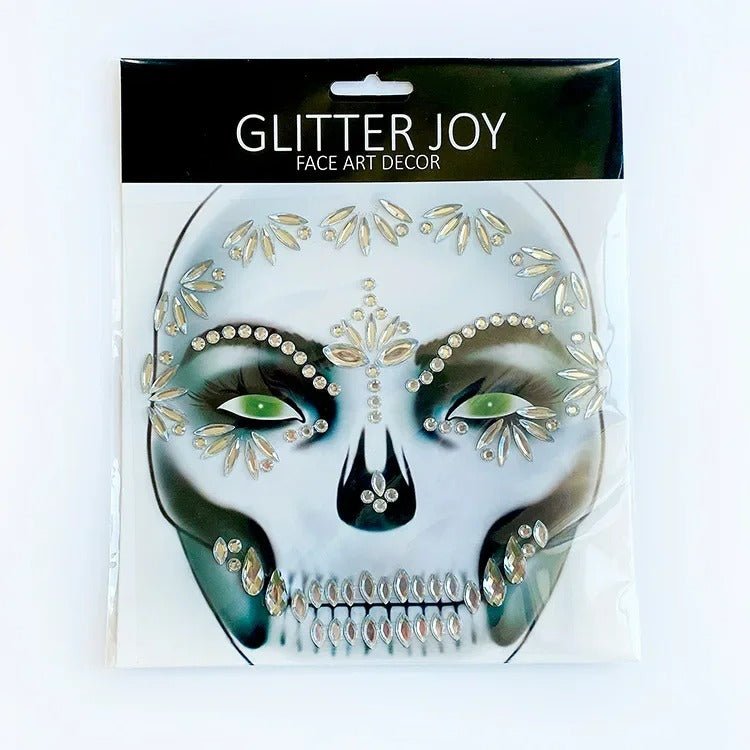 Halloween Face Stickers - Party Horror Grimace Decorations, Acrylic Gem Temporary Tattoo Stickers