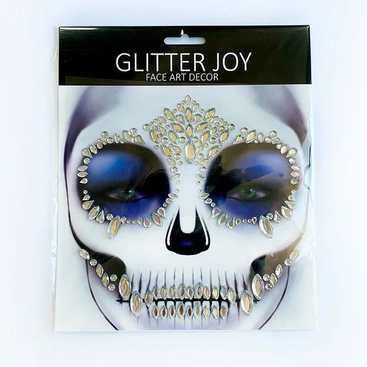 Halloween Face Stickers - Party Horror Grimace Decorations, Acrylic Gem Temporary Tattoo Stickers