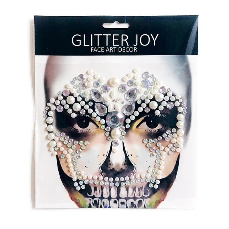 Halloween Face Stickers - Party Horror Grimace Decorations, Acrylic Gem Temporary Tattoo Stickers