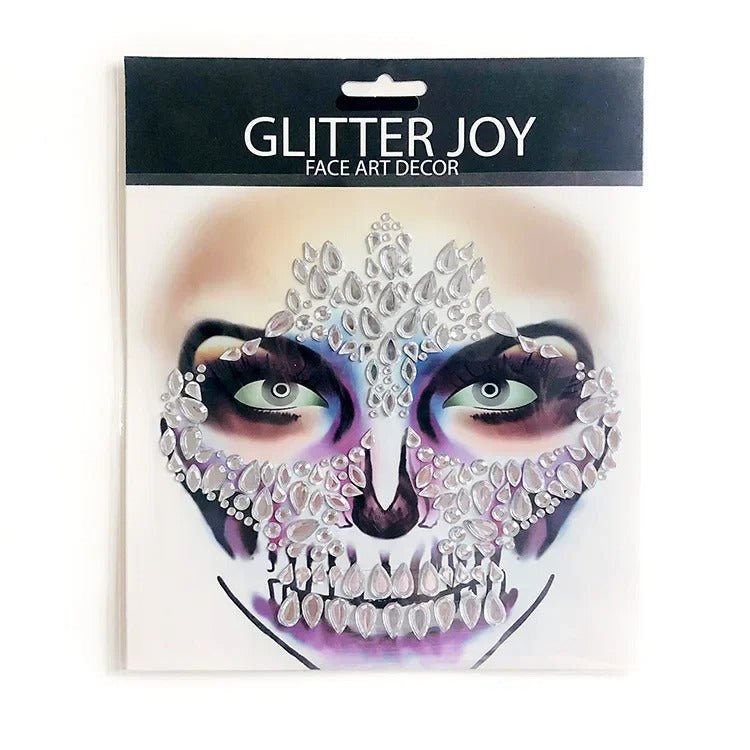 Halloween Face Stickers - Party Horror Grimace Decorations, Acrylic Gem Temporary Tattoo Stickers