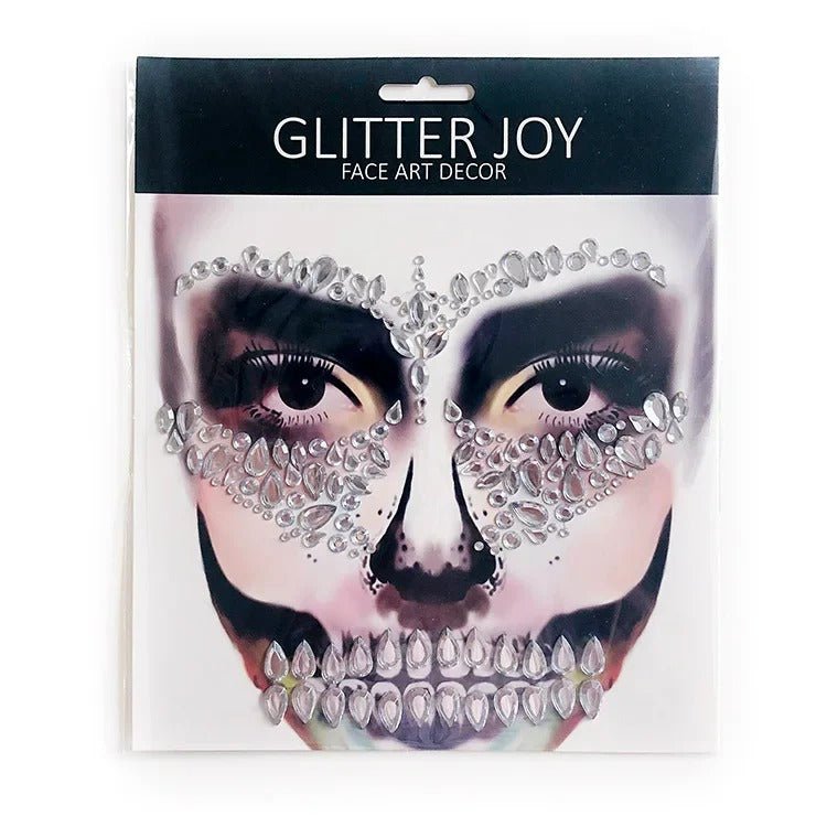 Halloween Face Stickers - Party Horror Grimace Decorations, Acrylic Gem Temporary Tattoo Stickers