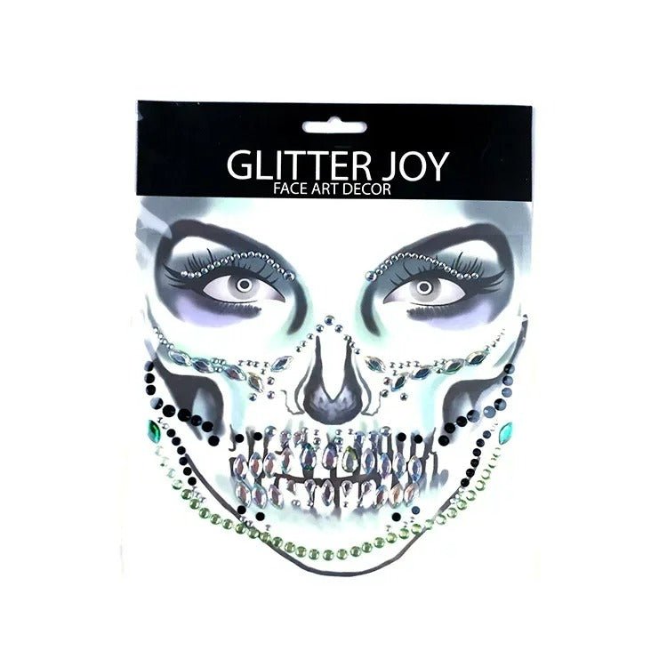 Halloween Face Stickers - Party Horror Grimace Decorations, Acrylic Gem Temporary Tattoo Stickers
