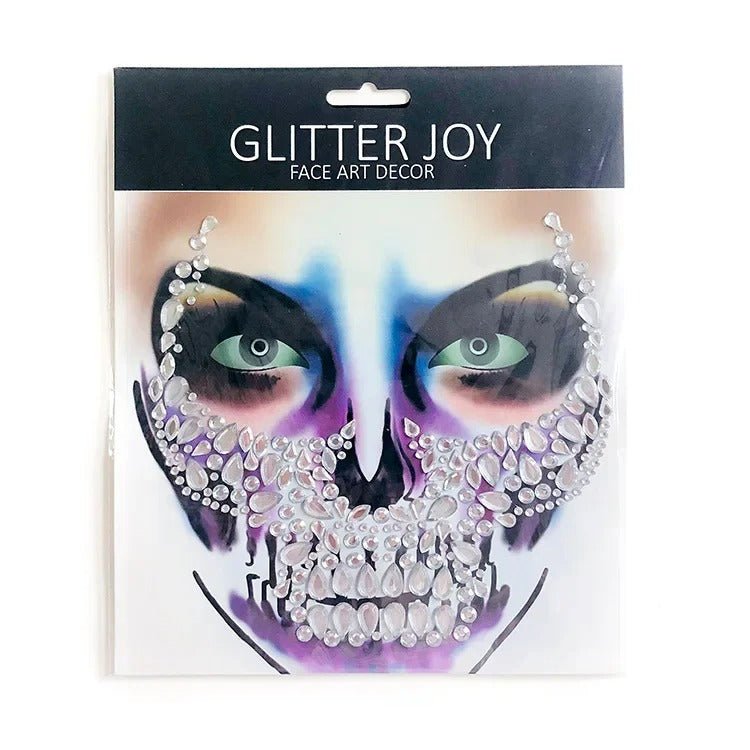 Halloween Face Stickers - Party Horror Grimace Decorations, Acrylic Gem Temporary Tattoo Stickers