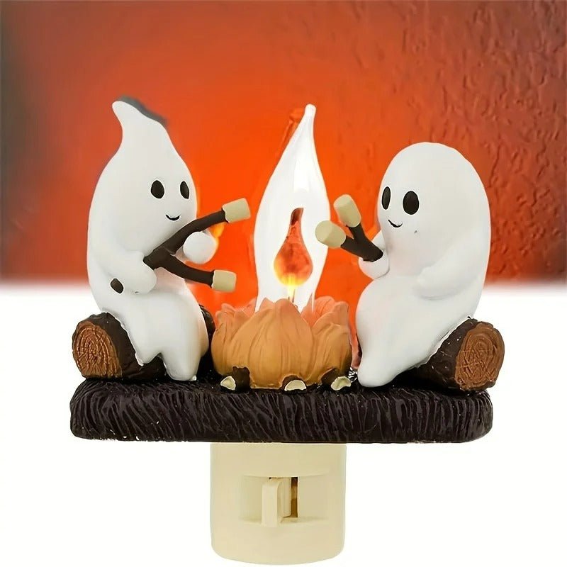 Ghost Campfire Flickering Night Light - Halloween Ghost Bonfire Night Light
