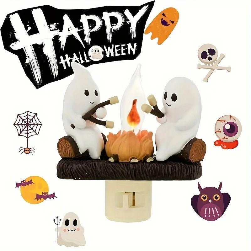 Ghost Campfire Flickering Night Light - Halloween Ghost Bonfire Night Light