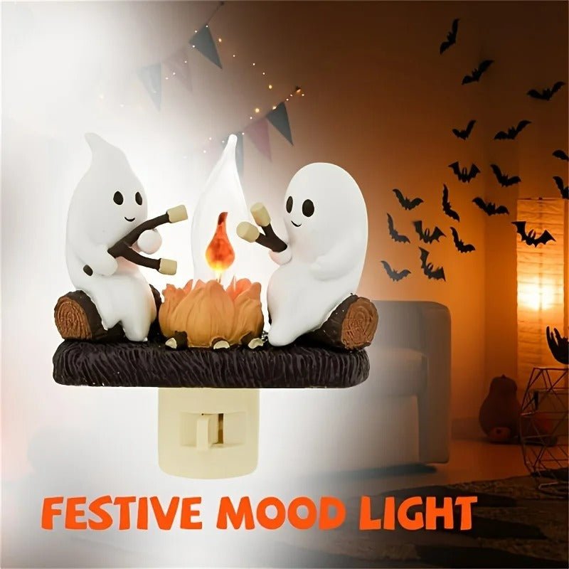 Ghost Campfire Flickering Night Light - Halloween Ghost Bonfire Night Light