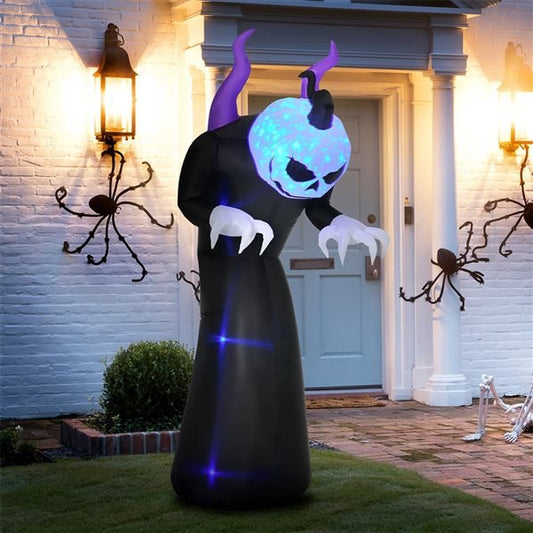Giant Inflatable Ghost with Horns - Yard Blow Up Ghost Inflatable Decoration with Flame Projection