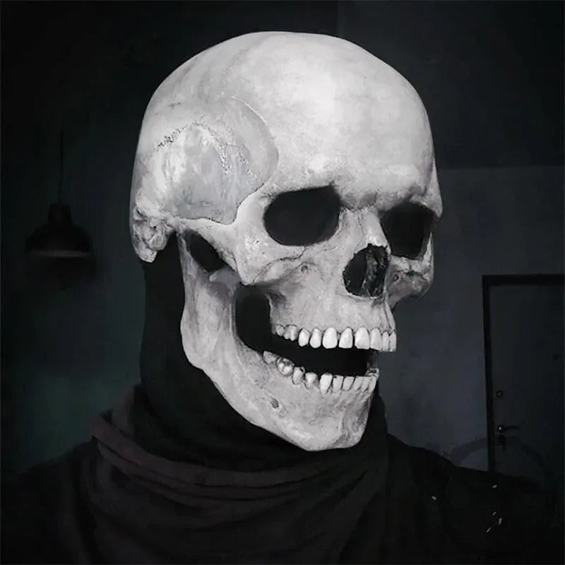 Movable Mouth Skull Mask - Halloween Full Head Skeleton Mask