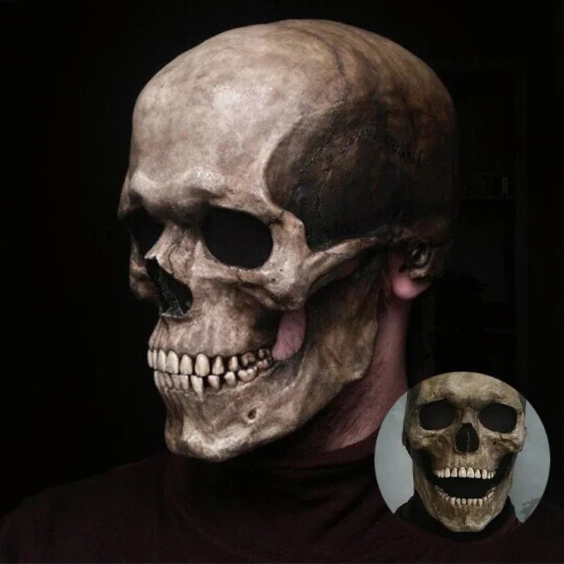 Movable Mouth Skull Mask - Halloween Full Head Skeleton Mask