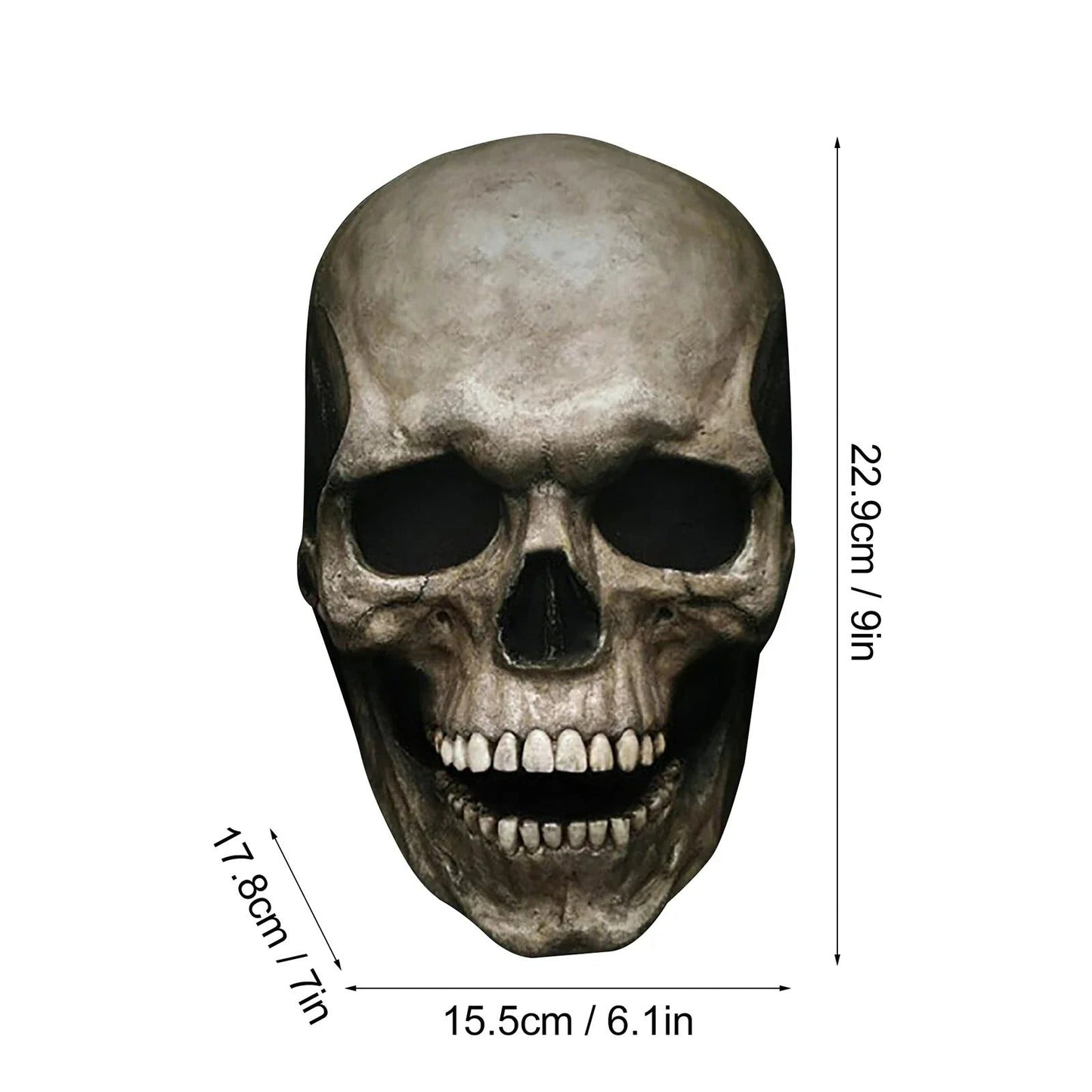 Movable Mouth Skull Mask - Halloween Full Head Skeleton Mask