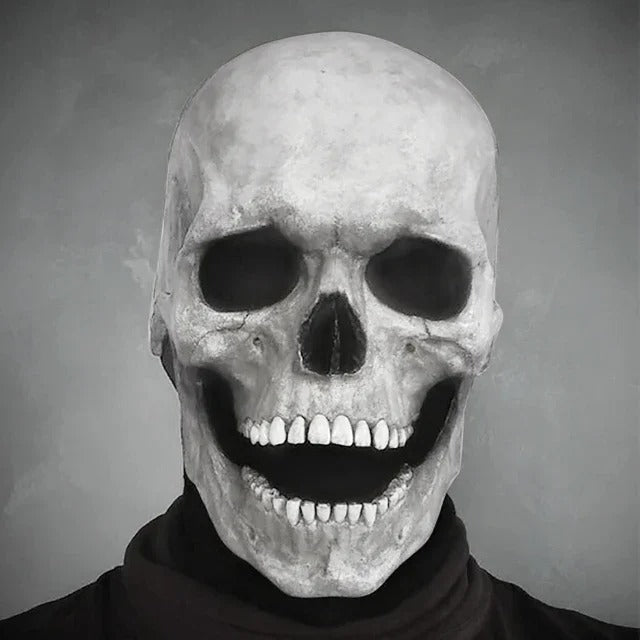Movable Mouth Skull Mask - Halloween Full Head Skeleton Mask