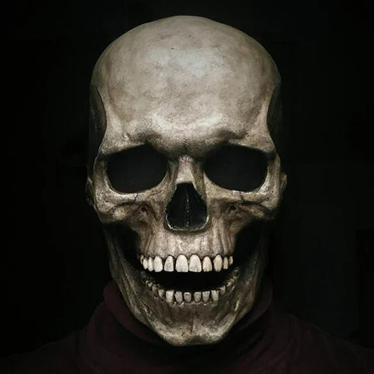 Movable Mouth Skull Mask - Halloween Full Head Skeleton Mask