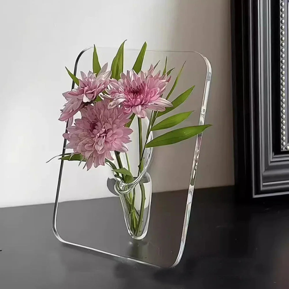Acrylic Photo Frame Flower Vase – Transparent 20×15cm Hydroponic Decor Piece for Artistic Displays & Home Arrangements